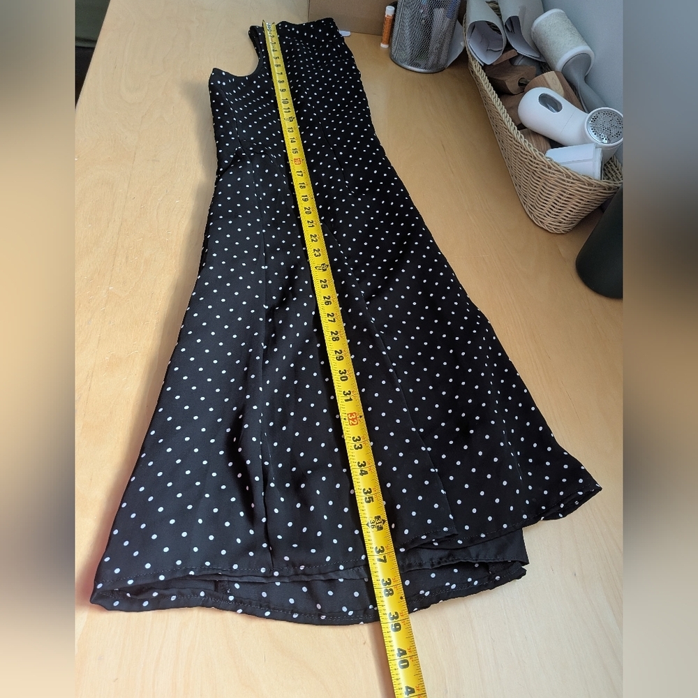 ANN TAYLOR Polka Dot Dress Women Size 14P Black White Back Zipper Sleeveless - Picture 9 of 10